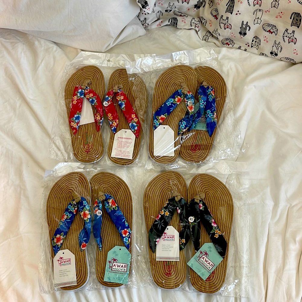 BNWT Hawaii hangover bamboo style flip-flops.